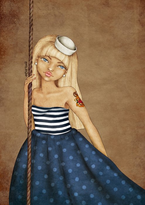 乌克兰carivna可爱漂亮的女孩插画