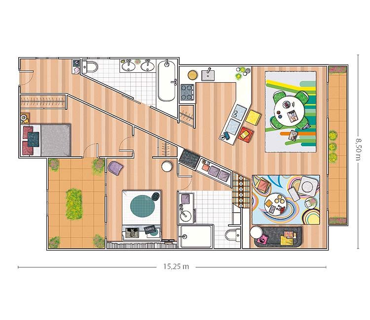 巴塞罗那105平米复式公寓设计