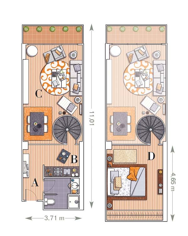 明亮的色彩空间：小户型LOFT公寓