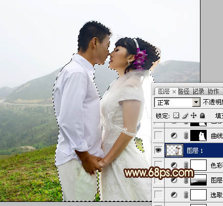 Photoshop给山景婚片增加漂亮的霞光色