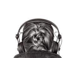Yanni Flores逼真的碳笔素描画
