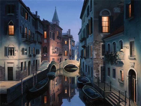 Eugene Lushpin写实城市风景绘画作品