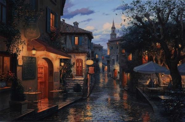 Eugene Lushpin写实城市风景绘画作品