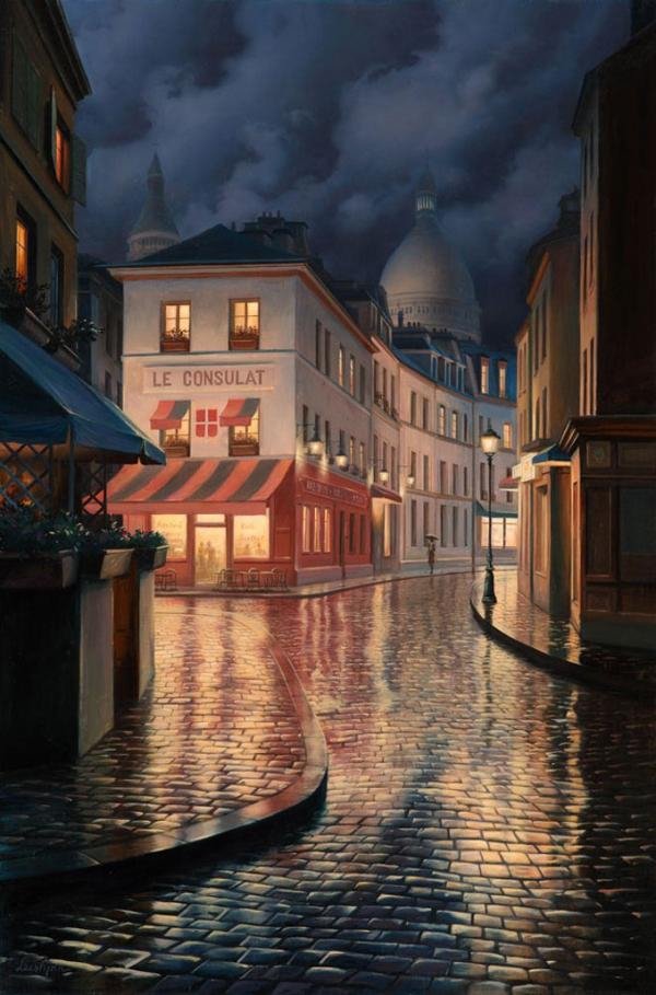 Eugene Lushpin写实城市风景绘画作品