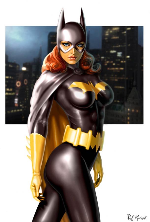 漫画英雄人物插画：Batman和Batgirl