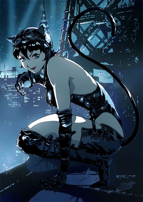 动漫英雄人物：猫女侠(Catwoman)插画