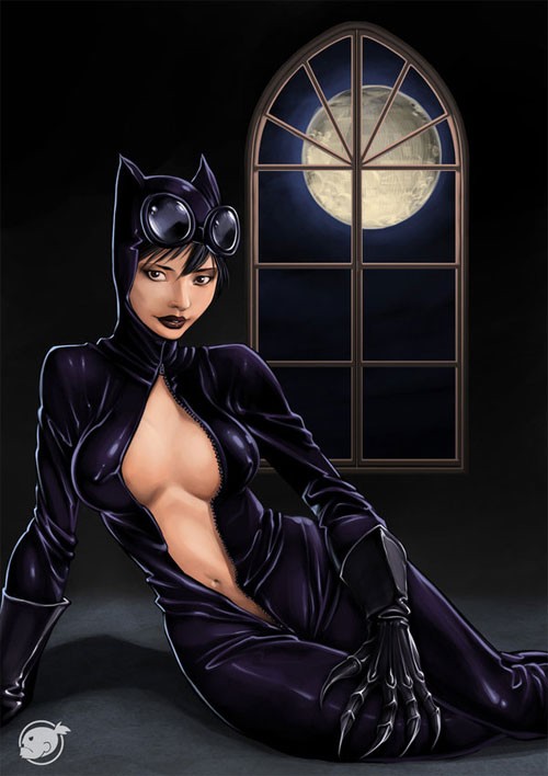 动漫英雄人物：猫女侠(Catwoman)插画