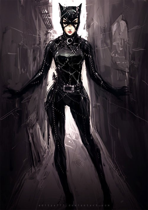 动漫英雄人物：猫女侠(Catwoman)插画