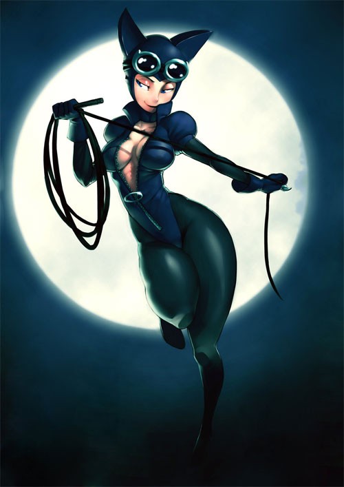 动漫英雄人物：猫女侠(Catwoman)插画