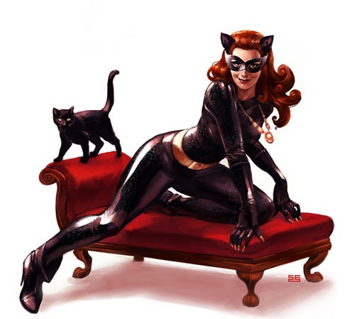 动漫英雄人物：猫女侠(Catwoman)插画