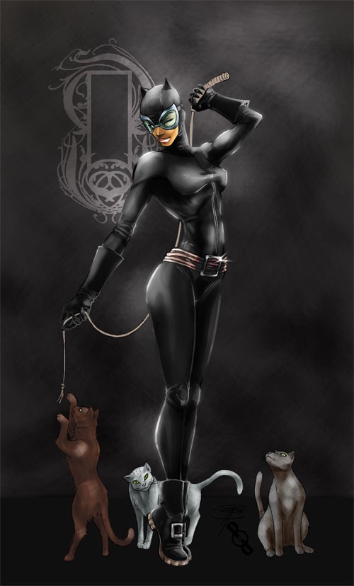 动漫英雄人物：猫女侠(Catwoman)插画