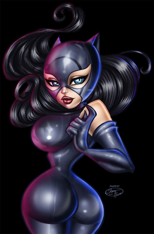 动漫英雄人物：猫女侠(Catwoman)插画