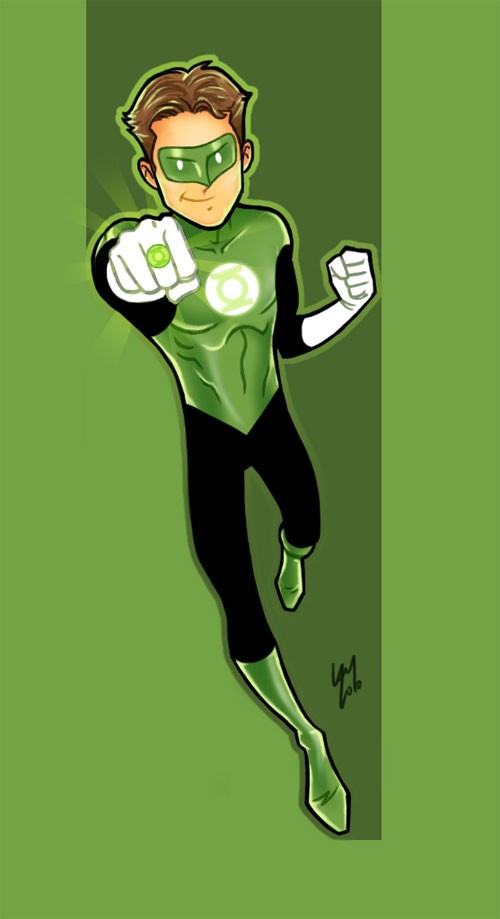 漫画英雄人物插画： 绿灯侠(Green Lantern)