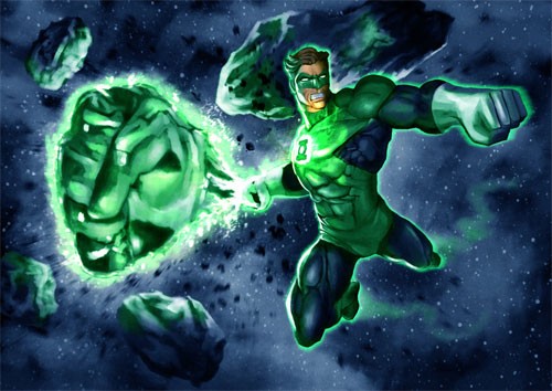 漫画英雄人物插画： 绿灯侠(Green Lantern)