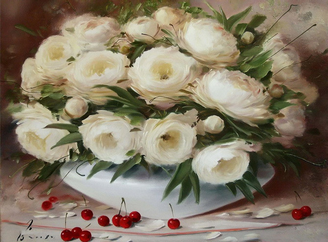 Buiko Oleg花卉绘画作品