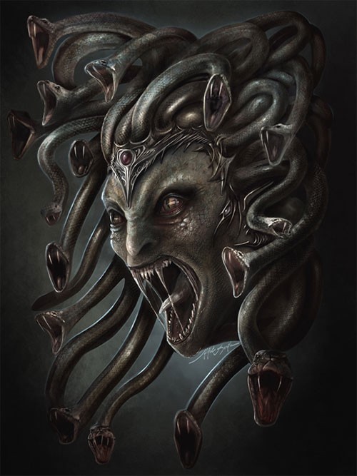 希腊神话人物插画：魔女美杜沙（Medusa）