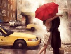 爱的红雨伞：Daniel Del Orfano绘画作品欣赏