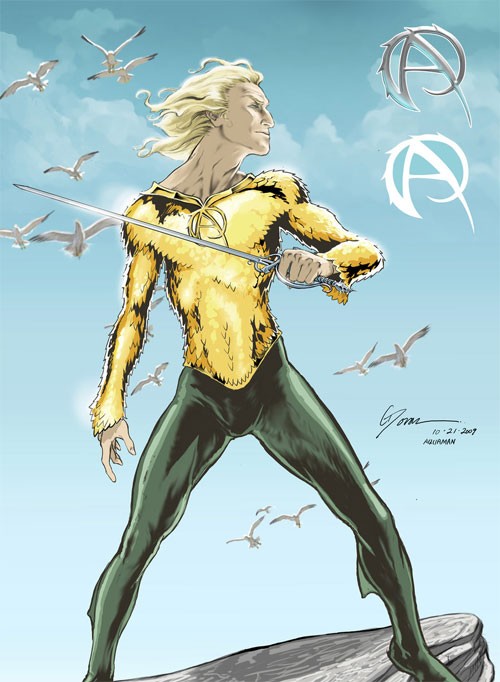 动漫英雄人物：潜水侠(Aquaman)插画