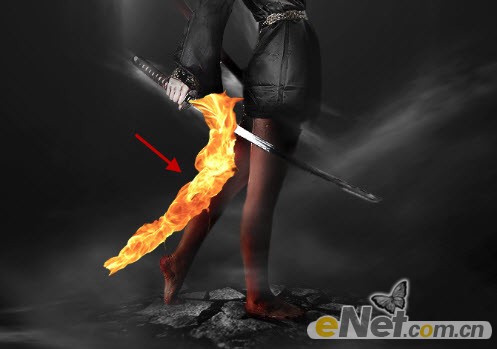 Photoshop合成超酷的火焰武士