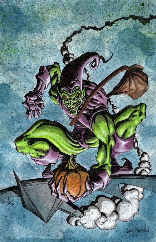 动漫人物插画：绿魔人(Green Goblin)