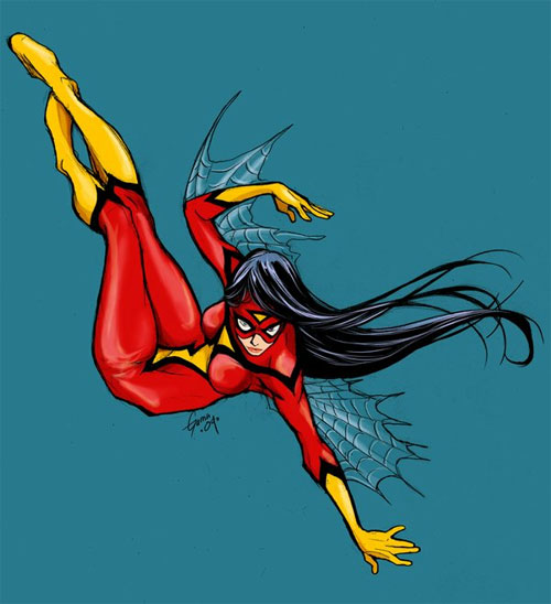 英雄漫画人物插画：蜘蛛女(SPIDER-WOMAN)