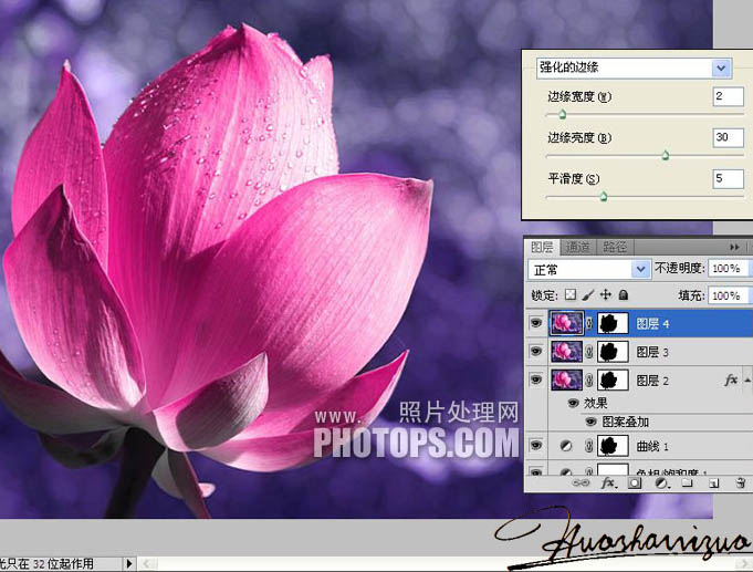 Photoshop打造高清的暗紫色荷花特写图片