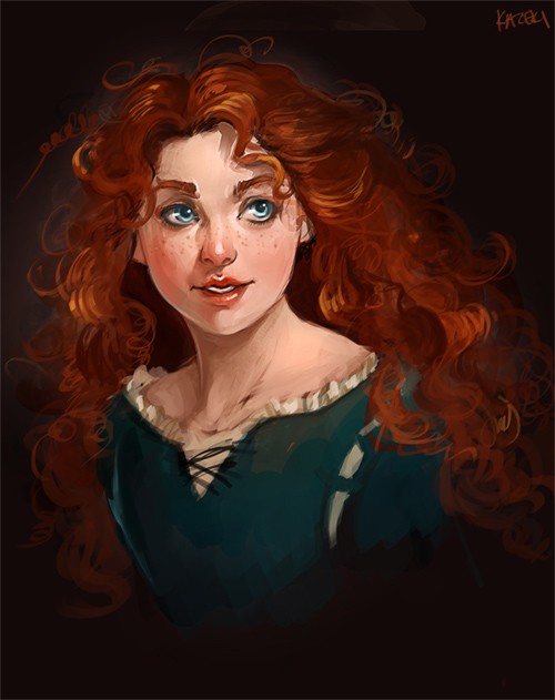 《勇敢传说》角色插画：玛瑞达（Merida）