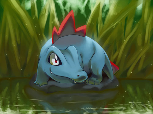 口袋妖怪角色插画: 小鳄鱼(Totodile)