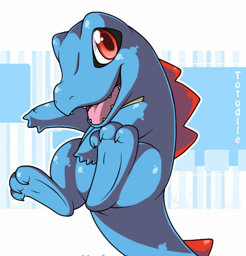 口袋妖怪角色插画: 小鳄鱼(Totodile)