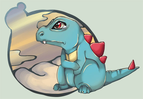 口袋妖怪角色插画: 小鳄鱼(Totodile)