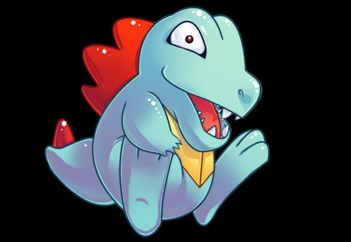 口袋妖怪角色插画: 小鳄鱼(Totodile)