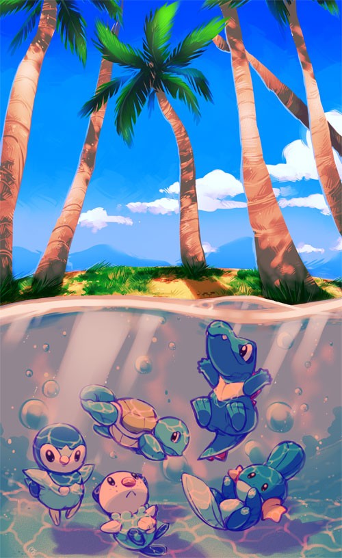 口袋妖怪角色插画: 小鳄鱼(Totodile)