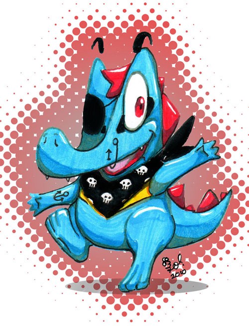 口袋妖怪角色插画: 小鳄鱼(Totodile)