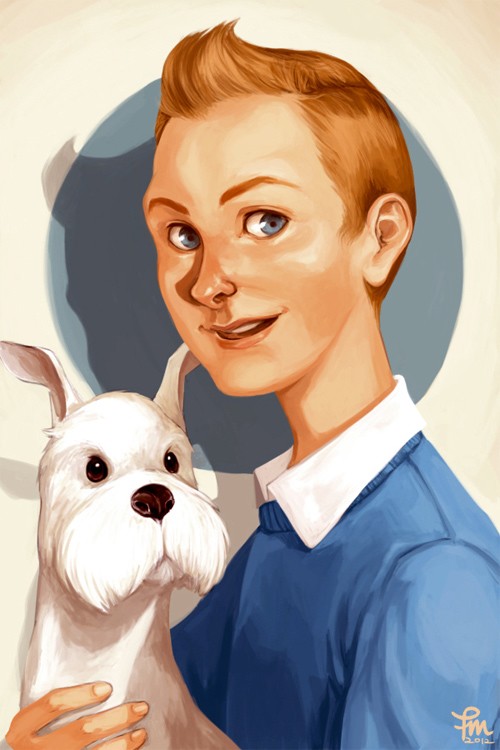 丁丁历险记人物插画：丁丁(Tintin)