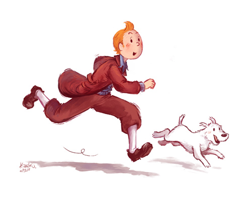 丁丁历险记人物插画：丁丁(Tintin)