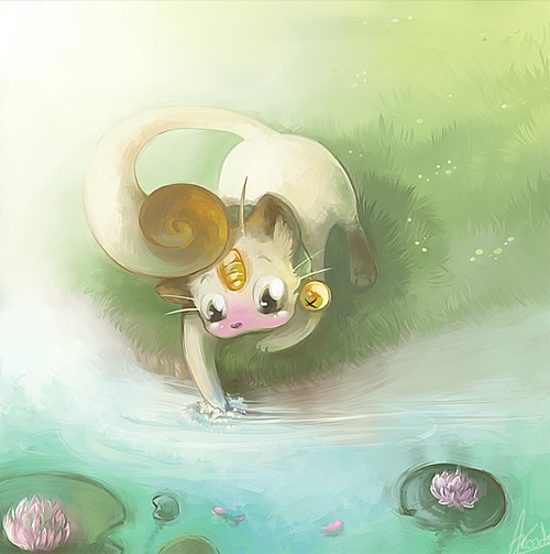 口袋妖怪角色插画: 喵喵(Meowth)