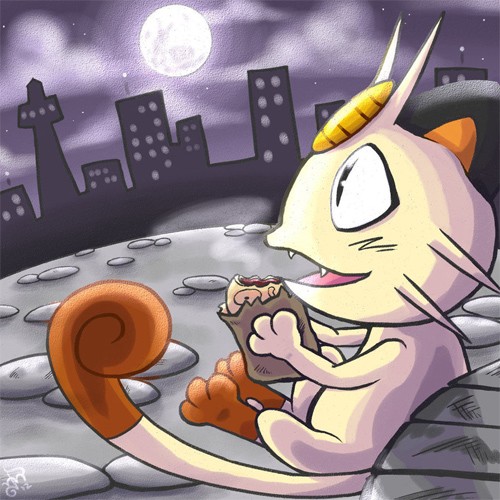 口袋妖怪角色插画: 喵喵(Meowth)