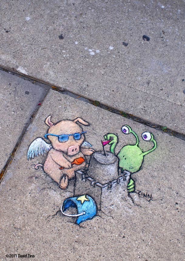 David Zinn 有趣的街头涂鸦作品
