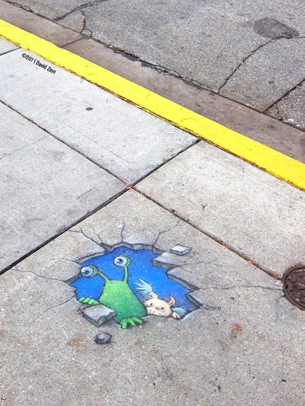 David Zinn 有趣的街头涂鸦作品