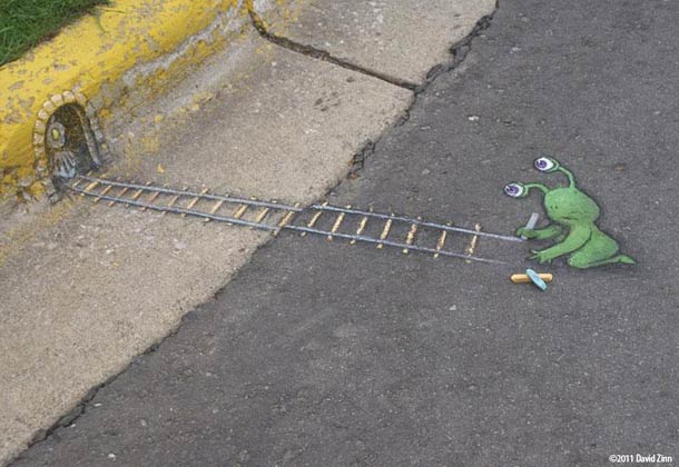 David Zinn 有趣的街头涂鸦作品