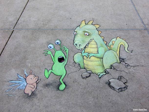 David Zinn 有趣的街头涂鸦作品