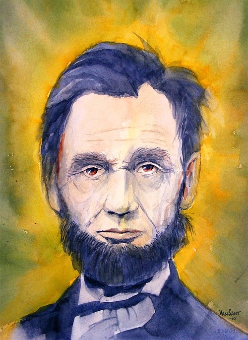 人物肖像插画：美国总统亚伯拉罕·林肯(Abraham Lincoln)