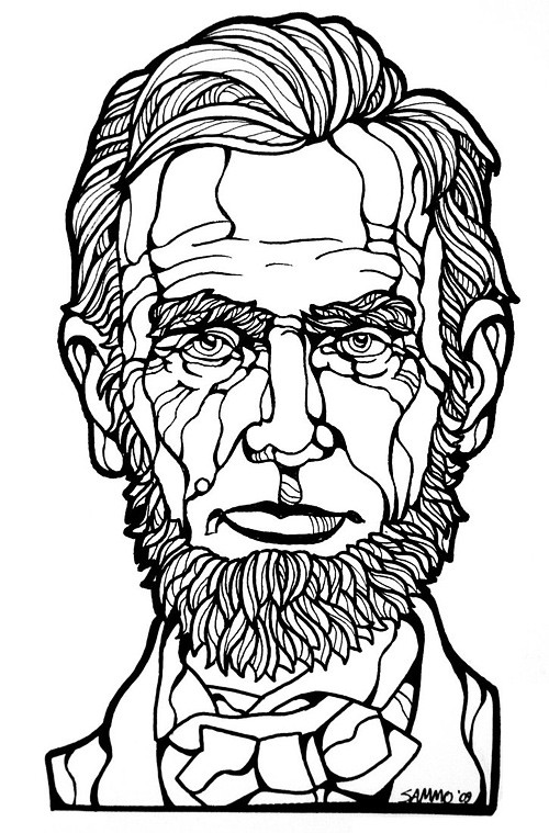 人物肖像插画：美国总统亚伯拉罕·林肯(Abraham Lincoln)