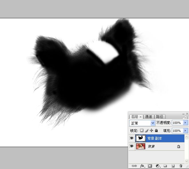 利用PS通道混合器及画笔抠出毛发较多的宠物狗