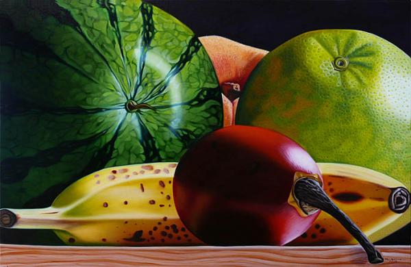 Ellery Gutierrez超写实的花卉和水果绘画作品