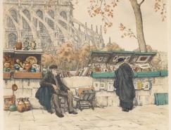 捷克画家Tavik Frantisek Simon街头速写绘画作品