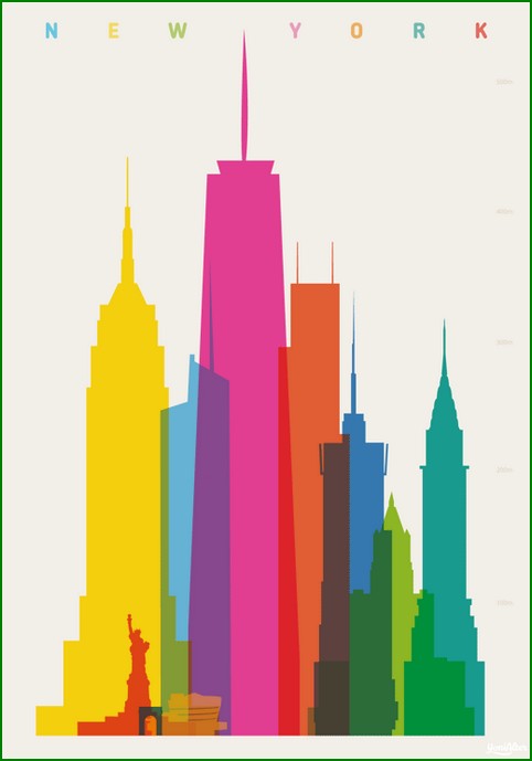 色彩城市：Yoni Alter城市剪影海报