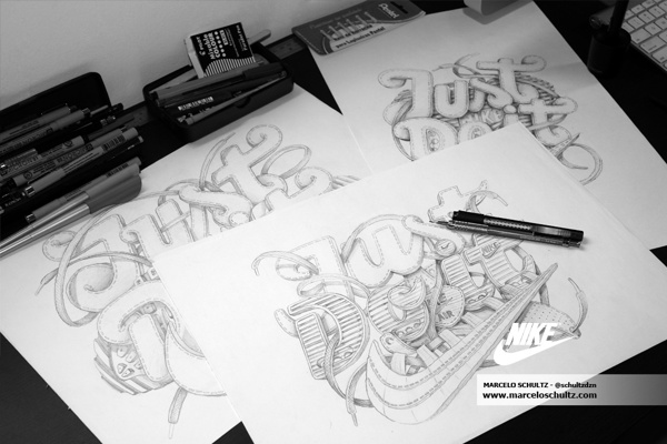 Marcelo Schultz炫丽的手绘质感字体设计