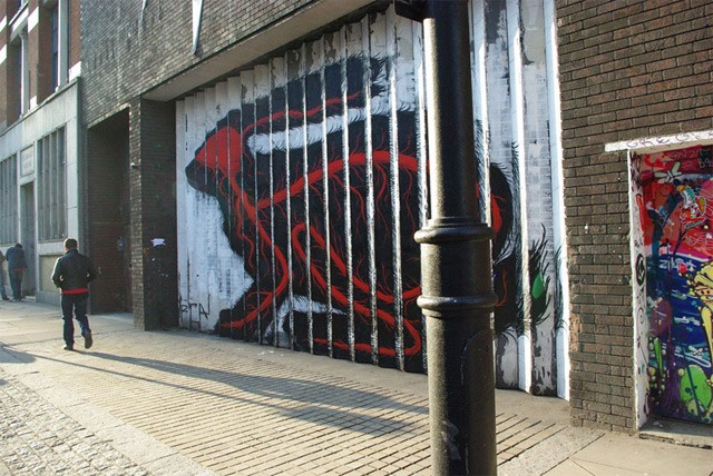 比利时Roa街头艺术作品：兔子