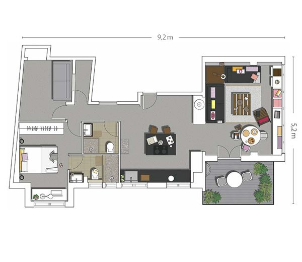 巴塞罗那舒适简约的顶层小公寓设计